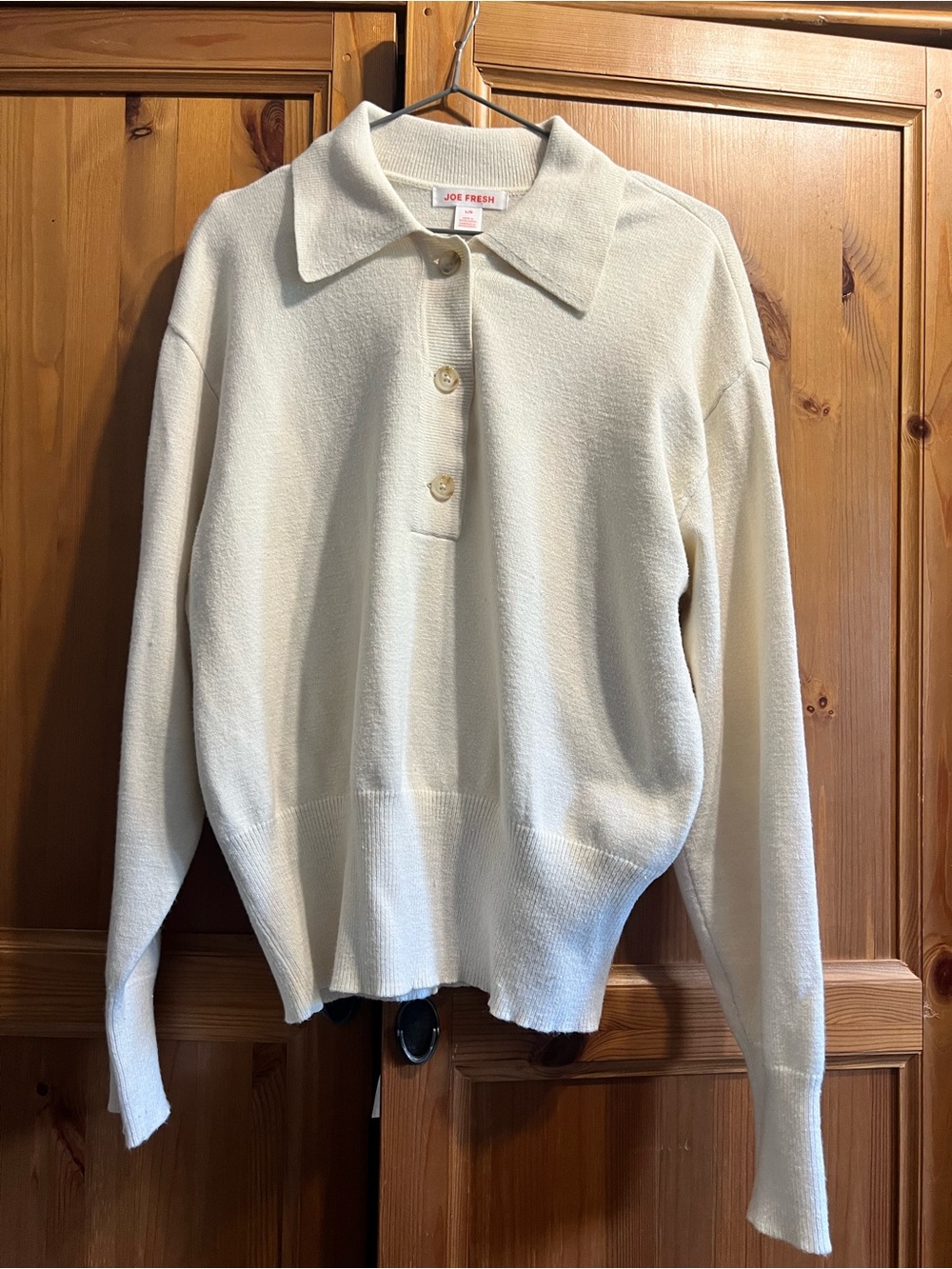 Joe Fresh Off-White Collared Button Knit Top